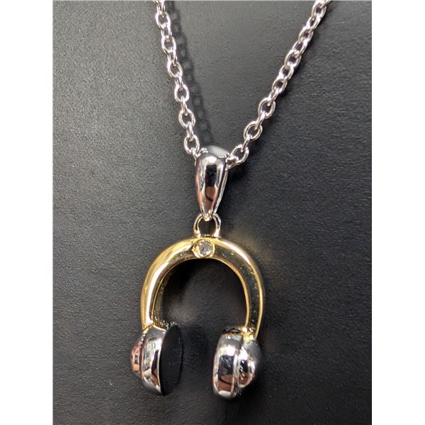 SILVER (2.98G) NATURAL DIAMOND (0.01CT) NECKLACE 15"