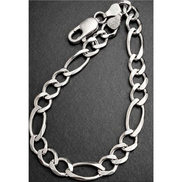 SILVER(11.21G), RHODIUM PLATED BRACELET 8", SUGGESTED RETAIL VALUE $330