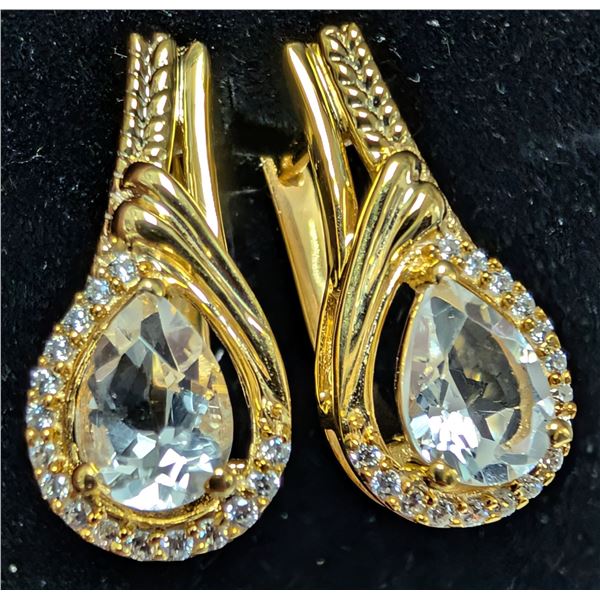 SILVER(4.2G), WHITE TOPAZ (2CT) EARRING, SUGGESTED RETAIL VALUE $200