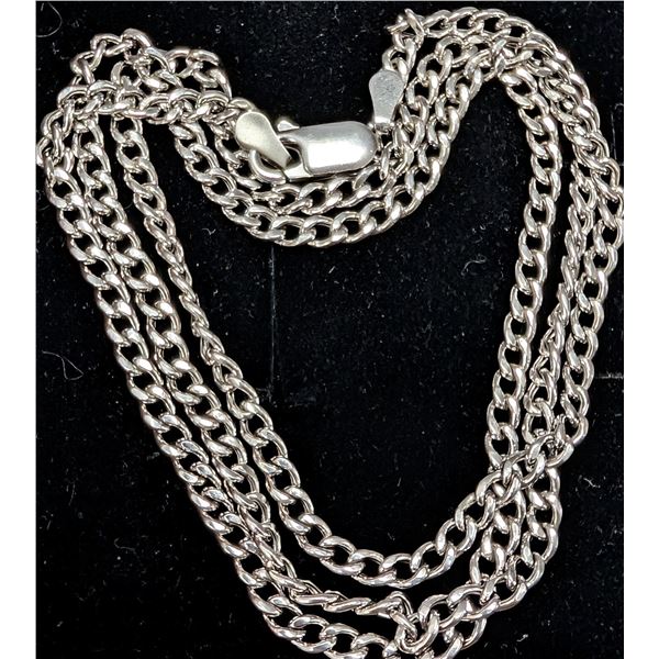 SILVER(4.42G), RHODIUM PLATED CUBAN CHAIN 20"