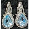 Image 1 : SILVER(4.22G), BLUE TOPAZ (2CT) EARRING, SUGGESTED RETAIL VALUE $320
