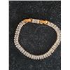 Image 1 : *NEW* 18KT GOLD PLATED 5MM EMERALD CUT SIMULATED DIAMOND (CZ) TENNIS BRACELET: ADJUSTABLE 6.75"-7.5"