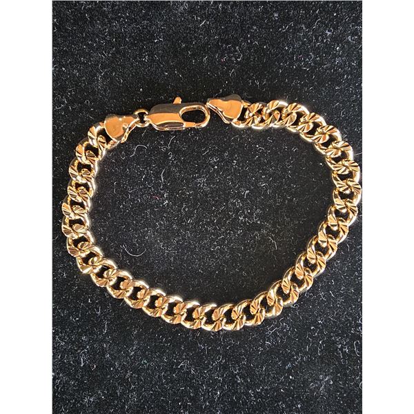 *NEW* 18K GOLD PLATED 8MM CUBAN LINK BRACELET:  7.75" LONG