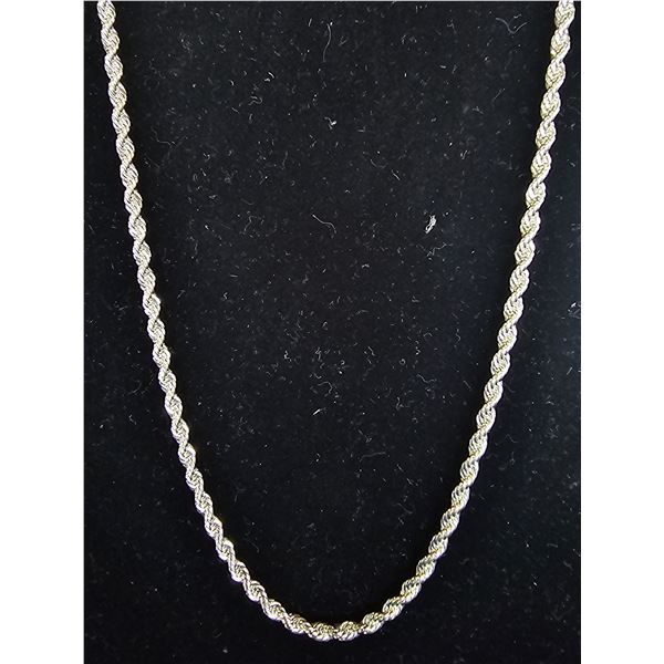 *NEW* .925 SILVER 3MM TWISTED ROPE NECKLACE: 19" LONG