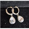 Image 1 : *NEW* .925 SILVER 2CT EACH PEAR CUT SIMULATED DIAMOND (CZ) HALO DANGLE EARRINGS