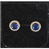 Image 1 : *NEW* .925 SILVER 1CT EACH LAB-CREATED BLUE SAPPHIRE HALO STUD EARRINGS
