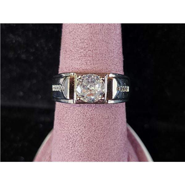 *NEW* .925 SILVER 1CT SIMULATED DIAMOND (CZ) MAN'S RING: RESIZEABLE