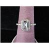 Image 1 : *NEW* .925 SILVER 1.5CT EMERALD CUT SIMULATED DIAMOND (CZ) HALO RING: SIZE 7