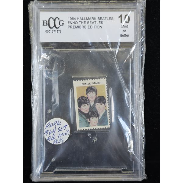 1964 HALLMARK BEATLES PREMIERE EDITION STAMP GRADED BCCG 10