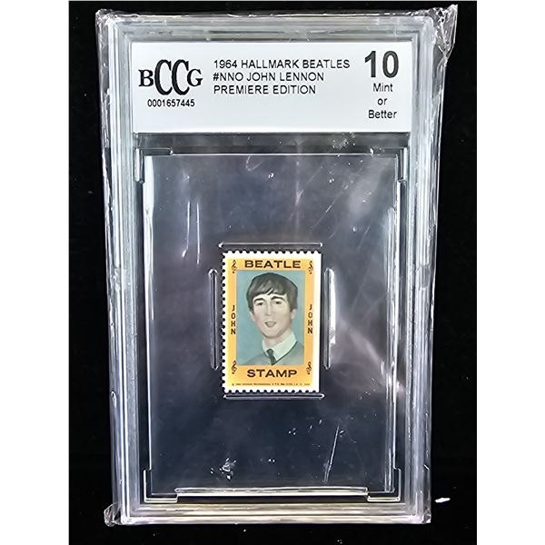 1964 HALLMARK BEATLES JOHN LENNON PREMIERE EDITION STAMP GRADED BCCG 10