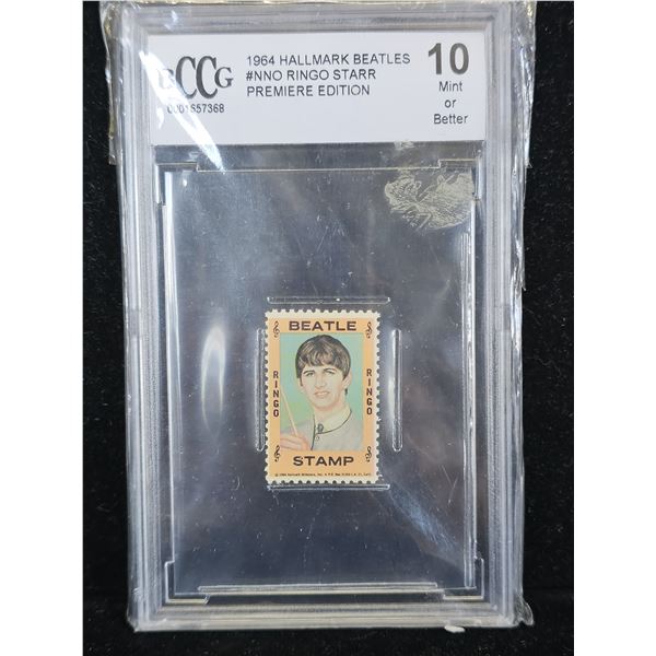 1964 HALLMARK BEATLES RINGO STARR PREMIERE EDITION STAMP GRADED BCCG 10