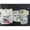 Image 1 : SIZE L AUDIE MURPHY STAMP T-SHIRT WITH PIN & ASSORTED VINTAGE US STAMPS