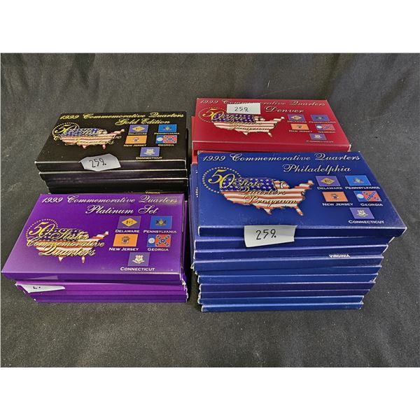 COLLECTION OF US COMMEMORATIVE QUARTERS: GOLD EDITION, PLATINUM EDITION, PHILADELPHIA & DENVER