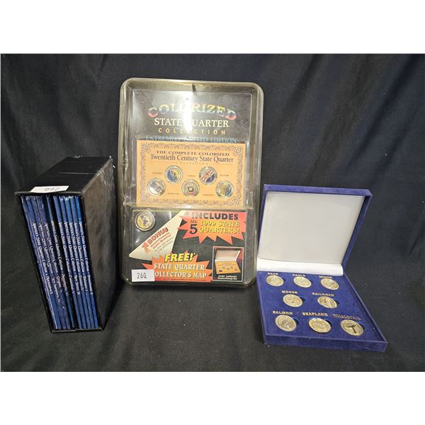 ALASKA FRONTIER MINT "PASSIONS" BRASS TOKEN COLLECTION, 1999 COLORED STATE QUARTER COLLECTION &