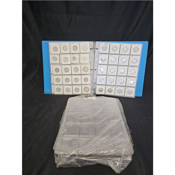 BINDER OF ASSORTED VTG. COINS & PACKAGE OF 20 POCKET COIN STORAGE BINDER SLEEVES
