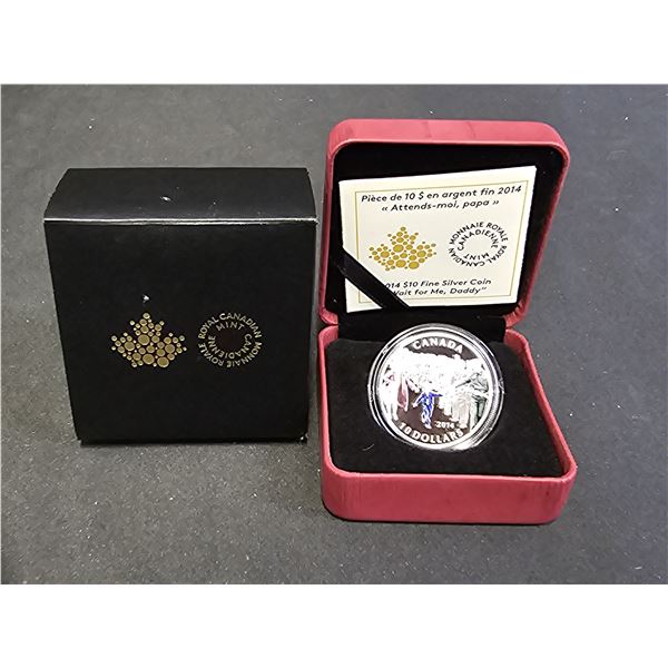 2014 CAD 15.87G .9999 FINE SILVER $10 "WAIT FOR ME, DADDY" COIN IN DISPLAY BOX