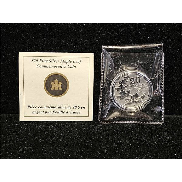 2012 CAD 7.96G .9999 FINE SILVER $20 MAPLE LEAF COMMEMORATIVE COIN IN CAPSULE