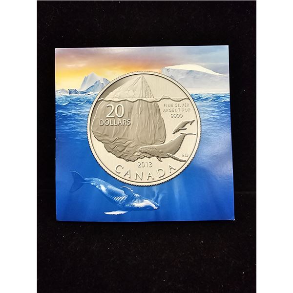 2012 CAD 7.96G .9999 FINE SILVER $20 "ICEBERG AND WHALE" COIN