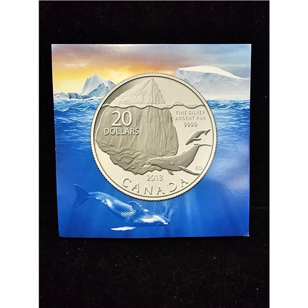 2012 CAD 7.96G .9999 FINE SILVER $20 "ICEBERG AND WHALE" COIN