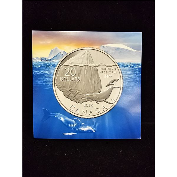 2012 CAD 7.96G .9999 FINE SILVER $20 "ICEBERG AND WHALE" COIN