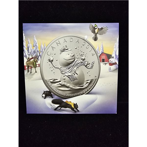 2014 CAD 7.96G .9999 FINE SILVER $20 SNOWMAN COIN