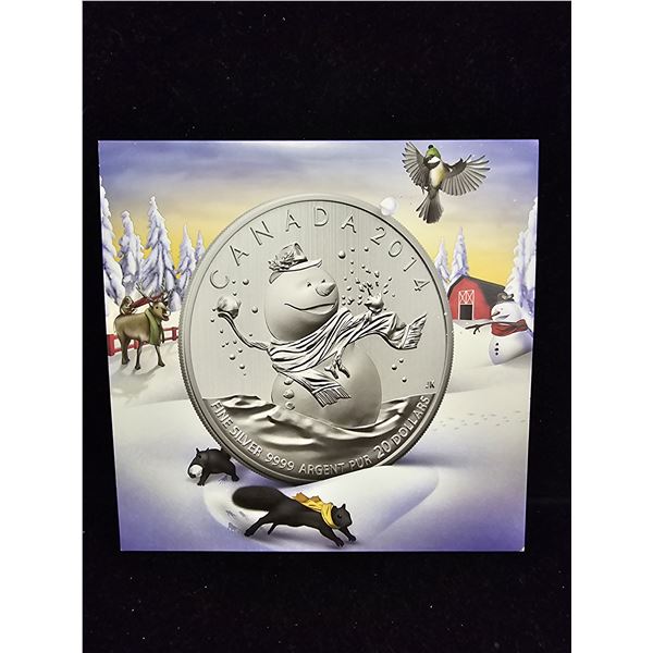 2014 CAD 7.96G .9999 FINE SILVER $20 SNOWMAN COIN