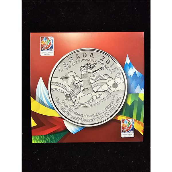 2015 CAD 7.96G .9999 FINE SILVER $20 FIFA WOMEN'S WORLD CUP COIN