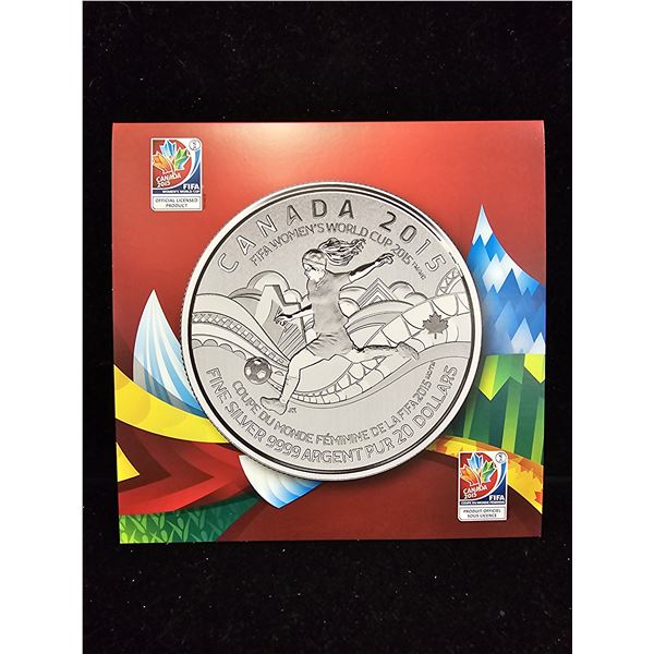 2015 CAD 7.96G .9999 FINE SILVER $20 FIFA WOMEN'S WORLD CUP COIN