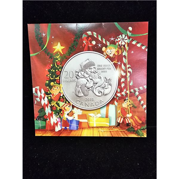2013 CAD 7.96G .9999 FINE SILVER $20 SANTA COIN