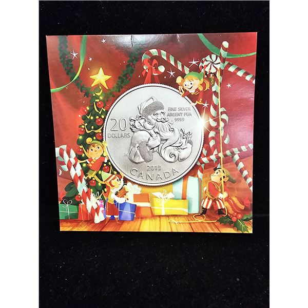 2013 CAD 7.96G .9999 FINE SILVER $20 SANTA COIN