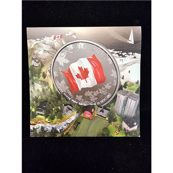 2015 CAD 7.96G .9999 FINE SILVER $25 50TH ANNIVERSARY OF THE CANADIAN FLAG COIN