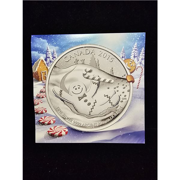 2015 CAD 7.96G .9999 FINE SILVER $20 GINGERBREAD MAN COIN