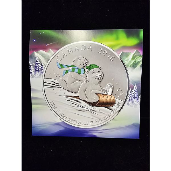 2016 CAD 7.96G .9999 FINE SILVER $20 WINTER FUN COIN