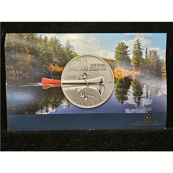 THREE 2011 CAD 7.96G .9999 FINE SILVER $20 CANOE COINS
