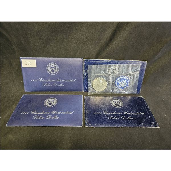4 US 1971 EISENHOWER UNCIRCULATED 40% SILVER DOLLARS