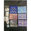 Image 1 : ASSORTED US QUARTER, HALF DOLLAR & PENNY SETS: 1999 & 2000 STATE QUARTERS, KENNEDY HALF