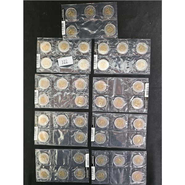 (9) PACKS OF 5 CAD 2011 CANADIAN BOREAL FOREST COMMEMORATIVE $2 COINS