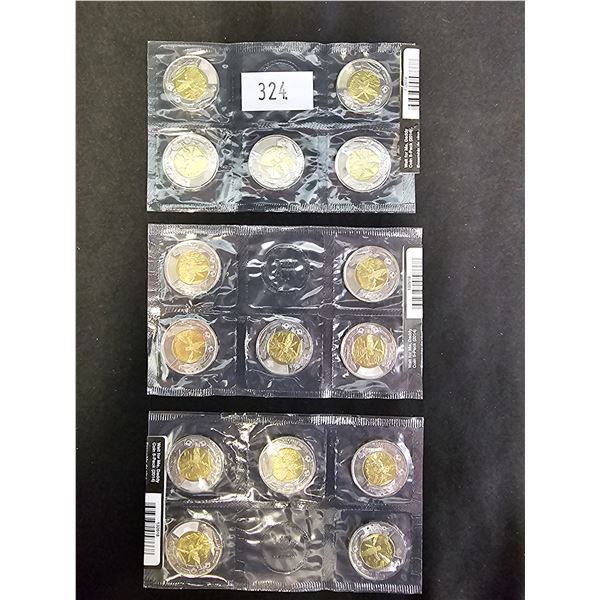 (3) PACKS OF 5 CAD 2014 "WAIT FOR ME, DADDY" $2 COMMEMORATIVE COINS