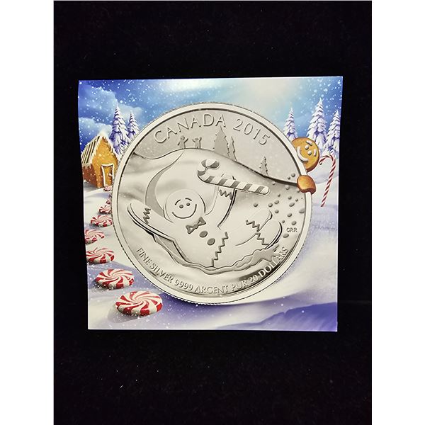 2015 CAD 7.96G .9999 FINE SILVER $20 GINGERBREAD MAN COIN