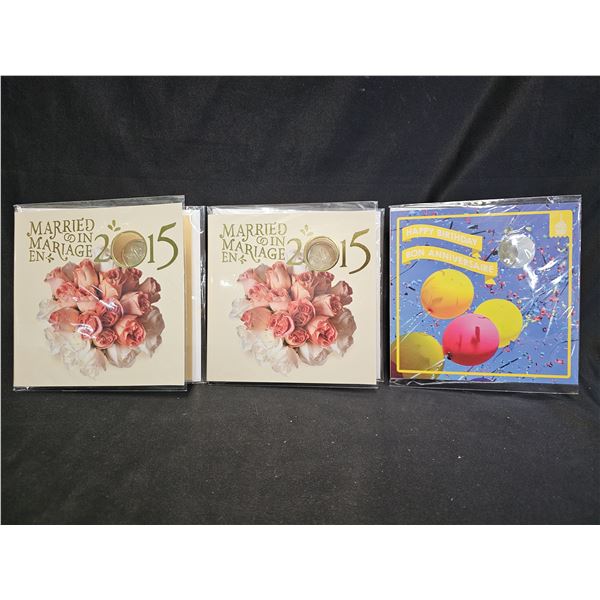 2016 CAD HAPPY BIRTHDAY COIN SET & (2) MARRIED IN 2015 COIN SETS