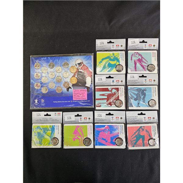 2010 VANCOUVER WINTER OLYMPIC COIN SET & (8) 2010 VANCOUVER WINTER OLYMPIC COIN SPORT CARDS