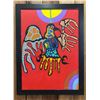 Image 1 : ORIGINAL FIRST NATIONS FRAMED OIL ON CANVAS BY PAUL JOHNNY: APPROX. 31" X 23"