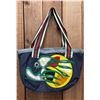 Image 1 : ORIGINAL PAUL JOHNNY WEARABLE ART DENIM BAG WITH HAND-STITCH FLANNEL APPLIQUE DESIGN