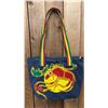 Image 1 : ORIGINAL PAUL JOHNNY WEARABLE ART DENIM BAG WITH HAND-STITCH FLANNEL APPLIQUE DESIGN