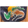 Image 2 : ORIGINAL PAUL JOHNNY WEARABLE ART DENIM BAG WITH HAND-STITCH FLANNEL APPLIQUE DESIGN