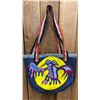 Image 1 : ORIGINAL PAUL JOHNNY WEARABLE ART DENIM BAG WITH HAND-STITCH FLANNEL APPLIQUE DESIGN