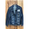 Image 1 : ORIGINAL PAUL JOHNNY WEARABLE ART DENIM JACKET WITH HAND-STICHED FLANNEL APPLIQUE DESIGN: SIZE 1X