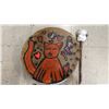 Image 1 : HAND PAINTED ANIMAL SKIN DRUM WITH DRUMSTICK