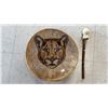 Image 1 : PRESSED COUGAR ANIMAL SKIN DRUM WITH DRUMSTICK