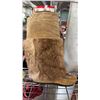 Image 3 : PAIR OF ANIMAL FUR CALF HEIGHT MOCCASINS SIZE UNKNOWN